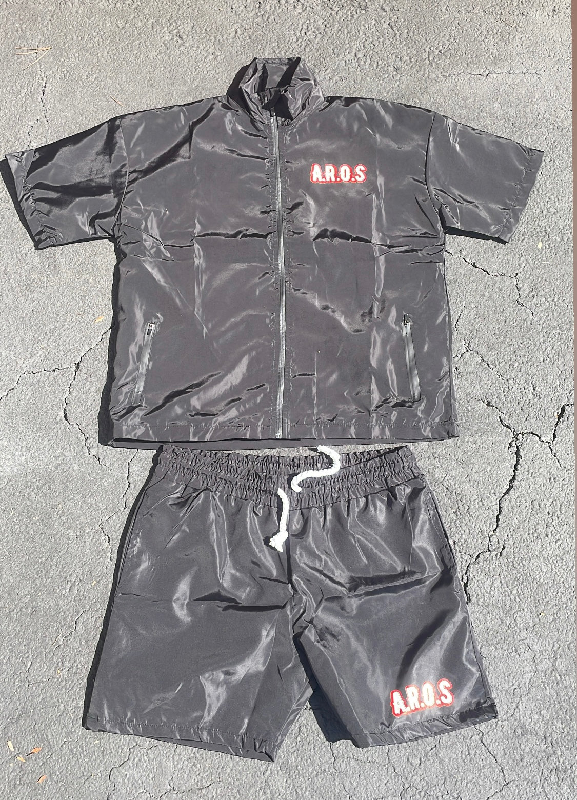 "AROS" NYLON SHORT SET (BLK/RED)
